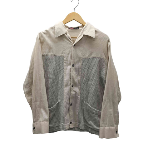 Eternal 70S メッシュ パネル スイッチング 開襟 オープンカラー L/S コットン シャツ 襟芯 vintage ヴィンテージ メンズ
