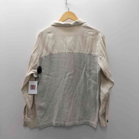 Eternal 70S メッシュ パネル スイッチング 開襟 オープンカラー L/S コットン シャツ 襟芯 vintage ヴィンテージ メンズ