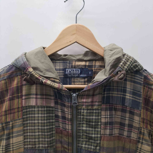 ポロバイラルフローレン Polo by RALPH LAUREN 90s パッチワーク マドラスチェック ダブルジップ メンズ import:S