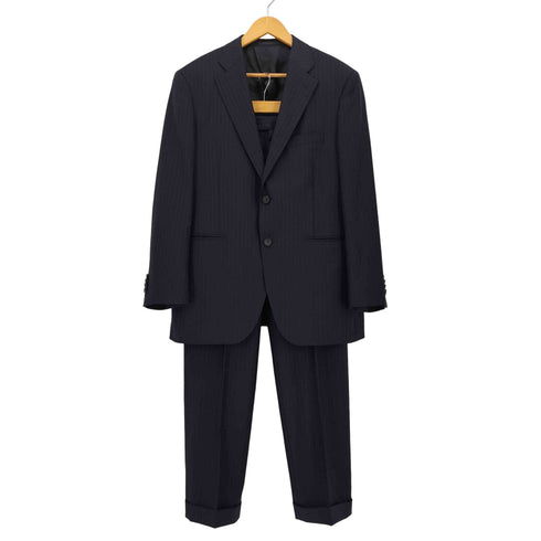 エルメネジルドゼニア Ermenegildo Zegna イタリア製 TRAVELLER トラベラー ピンストライプ 背抜き 2B テーラード 1タック スラックス セットアップ メンズ 96 86 170