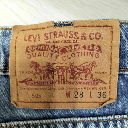 リーバイス Levis 96年製 USA製 裏ボタン501 スモールe 505ダメージデニムパンツ レディース W28 L36
