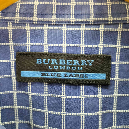 バーバリーブルーレーベル BURBERRY BLUE LABEL ホース刺繍 S/Sチェックシャツ メンズ JPN:M