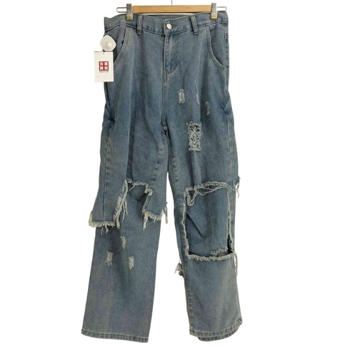 c.u.l レイヤードデザイン ダメージ加工 デニムパンツ レディース JPN:M