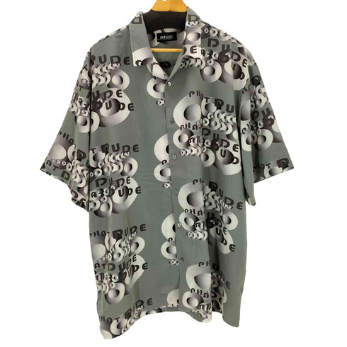 英字 幾何学 プリントS/S開襟シャツ american casual メンズ 2XL