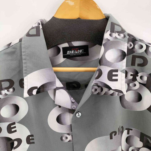 英字 幾何学 プリントS/S開襟シャツ american casual メンズ 2XL