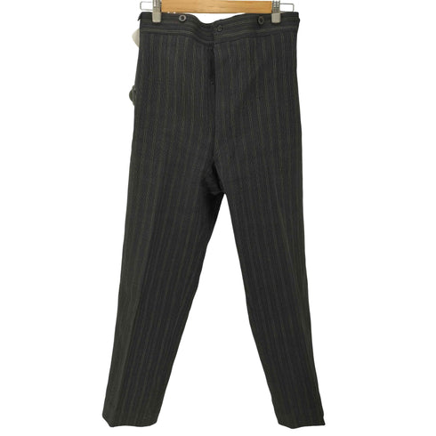 30-40S Japan Vintage a.de clerck toulouse ボタンフライ サスペンダーボタン 針付 シンチバック ストライプ センタープレス テーパード スラックス パンツ トラウザー メンズ
