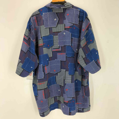 禅 ZEN 総柄 パッチワークプリントS/S開襟シャツ casual メンズ XXXL