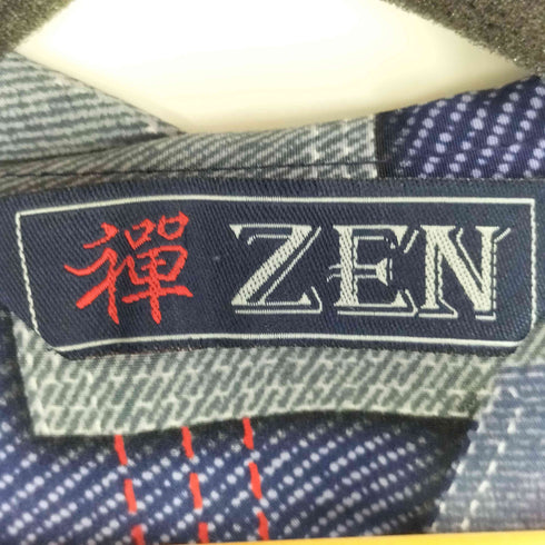 禅 ZEN 総柄 パッチワークプリントS/S開襟シャツ casual メンズ XXXL