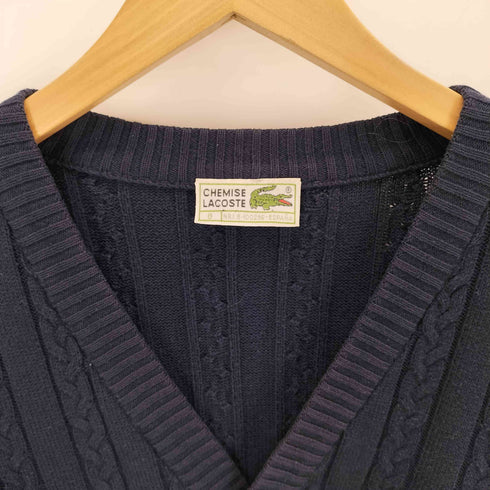 シュミーズラコステ CHEMISE LACOSTE 70-80s ロゴ刺繍 ケーブルニット カーディガン メンズ 8