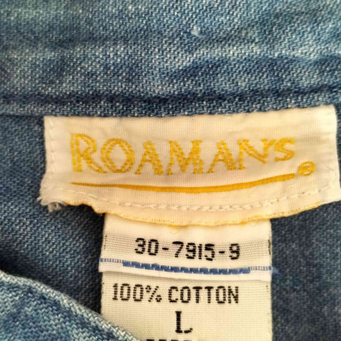 ROAMANS 7分袖 デニムチャイナシャツ american casual メンズ L