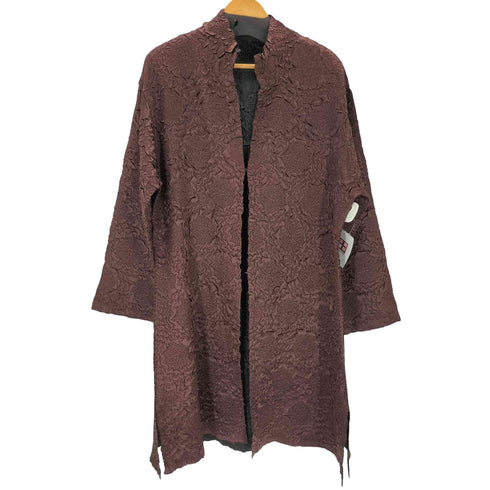 シワ加工 サイドスリットロングカーディガン elegance レディース