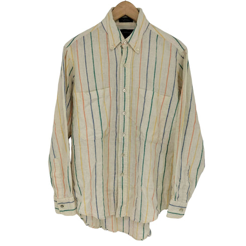 チャップスラルフローレン CHAPS RALPH LAUREN リネン混 マルチストライプ ボタンダウン 長袖 シャツ メンズ import:M
