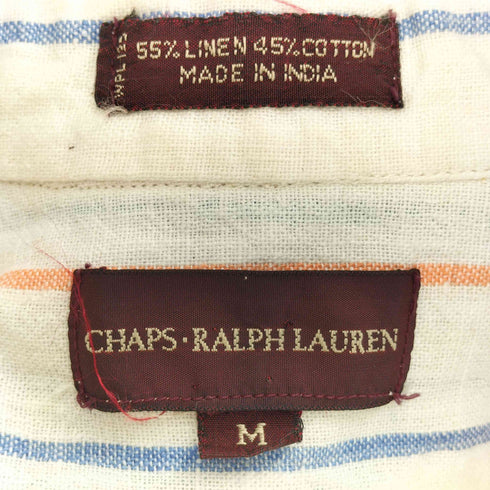 チャップスラルフローレン CHAPS RALPH LAUREN リネン混 マルチストライプ ボタンダウン 長袖 シャツ メンズ import:M