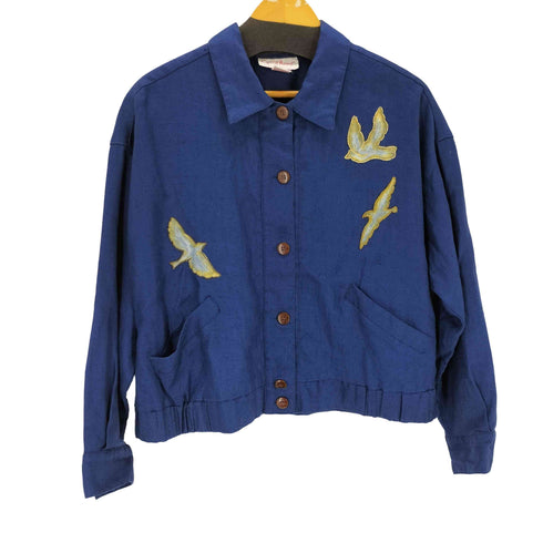 Carroll Reed 90S MACAU製 刺繍ペイントリネンシャツジャケット メンズ import:M