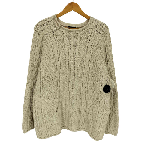 ジェイクルー J.CREW 90S 巨人タグ ロールネック ケーブル編み コットン混 リネン ニット メンズ import:M