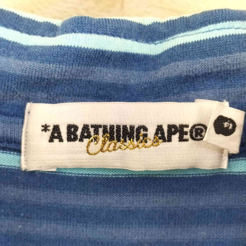 アベイシングエイプ A BATHING APE コットン ロゴ刺繍 ボーダーポロシャツ メンズ import:XL