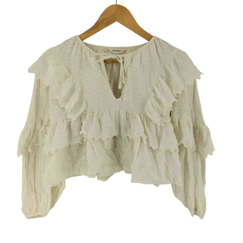 マウジー moussy EYELET RUFFLE ブラウス レディース FREE