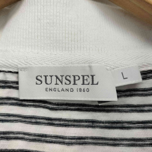 サンスペル Sunspel コットン ボーダーポロシャツ メンズ JPN:L