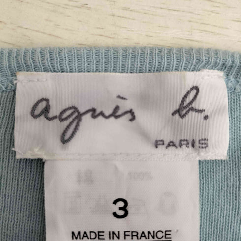 アニエスベー agnes b. PARIS フランス製 コットン クルーネック カーディガン レディース 3