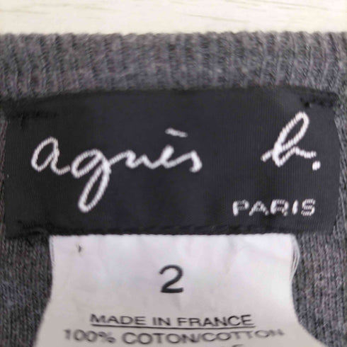 アニエスベー agnes b. PARIS フランス製 コットン クルーネック カーディガン レディース 2