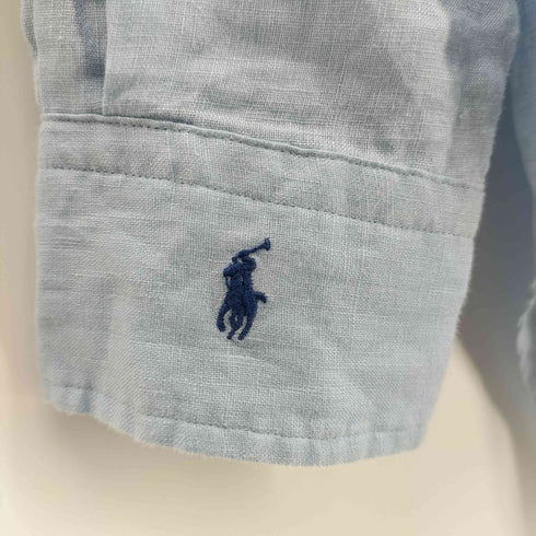 ポロバイラルフローレン Polo by RALPH LAUREN 袖 ポニー刺繍 リネン 100 ボタンダウンシャツ メンズ import:S