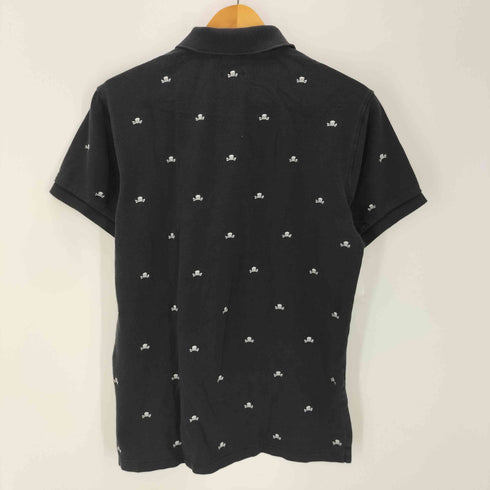 ポロバイラルフローレン Polo by RALPH LAUREN 90~00s スカル 総柄 刺繍 半袖 ポロ ポニー無し CUSTOM FIT メンズ import:L