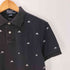 ポロバイラルフローレン Polo by RALPH LAUREN 90~00s スカル 総柄 刺繍 半袖 ポロ ポニー無し CUSTOM FIT メンズ import:L
