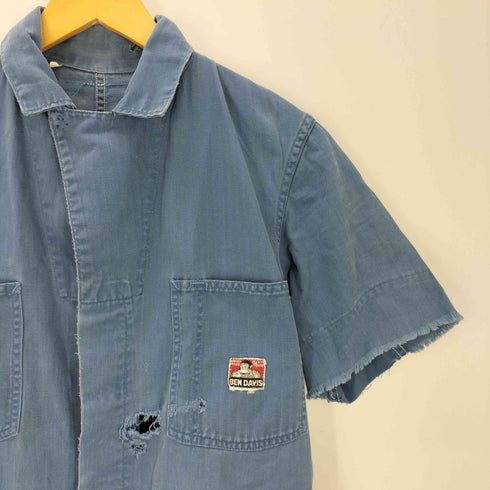 ベンデイビス BEN DAVIS 50s 白タグ hbtショップコート コットンヘリンボーン カットオフ 月桂樹ボタン 比翼 メンズ US:36