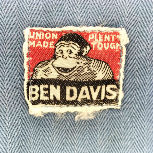ベンデイビス BEN DAVIS 50s 白タグ hbtショップコート コットンヘリンボーン カットオフ 月桂樹ボタン 比翼 メンズ US:36