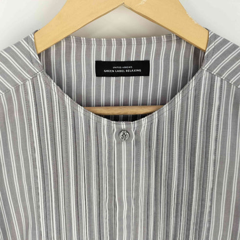 ユナイテッドアローズグリーンレーベルリラクシング UNITED ARROWS green label relaxing CB ノーカラー タック ブラウス レディース FREE