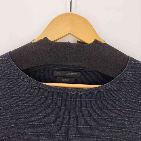 ザラ ZARA WASHED TEXTURED KNIT T-SHIRT ウォッシュド加工 ニット Tシャツ メンズ import:M