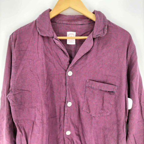 ブルックスブラザーズ BROOKS BROTHERS 千鳥格子柄 オープンカラー スリーピング シャツ メンズ import:S
