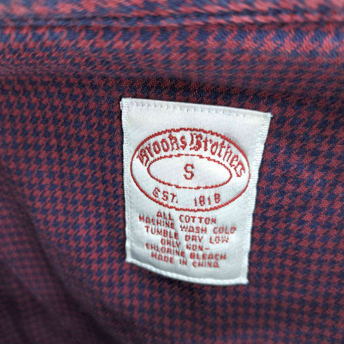 ブルックスブラザーズ BROOKS BROTHERS 千鳥格子柄 オープンカラー スリーピング シャツ メンズ import:S