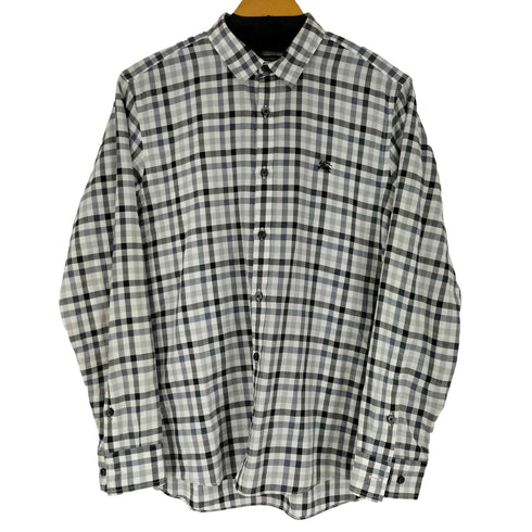 バーバリーブラックレーベル BURBERRY BLACK LABEL ロゴ刺繍 L/S チェックシャツ メンズ JPN:3