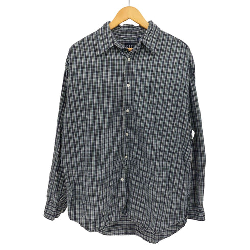 ギャップ Gap 90s インド製 紺タグ OLD マドラスチェック 長袖 シャツ メンズ import:M