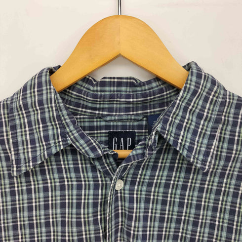 ギャップ Gap 90s インド製 紺タグ OLD マドラスチェック 長袖 シャツ メンズ import:M