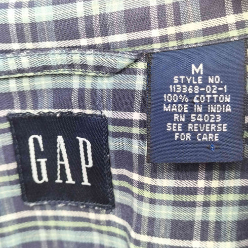 ギャップ Gap 90s インド製 紺タグ OLD マドラスチェック 長袖 シャツ メンズ import:M