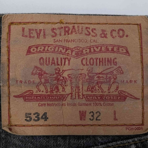 リーバイス Levis 534 先染め ブラック ハーフ デニム メンズ W32