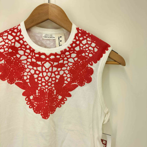 タオコムデギャルソン tao COMME des GARCONS 07SS フロッキー フラワーレースデザイン UネックTシャツ AD2006 レディース