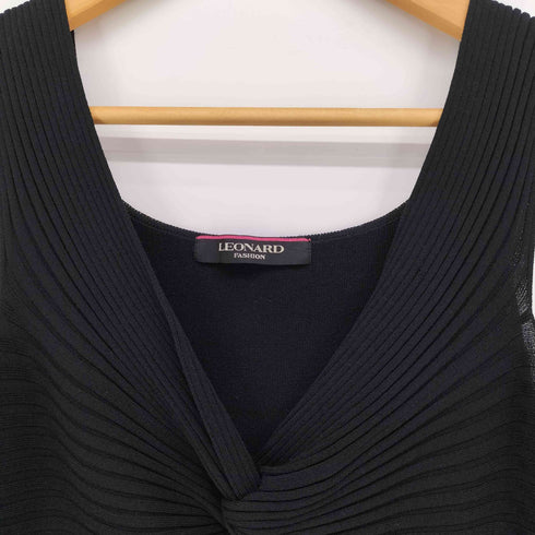 レオナール LEONARD 花柄 リブ切り替え ノースリーブワンピース レディース import:L