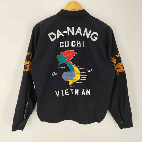 60S 復刻 YKK ジップ 虎 国旗 地図 両面 刺繍 VIETNAM JACKET ベトナム ジャケット ベトジャン スーベニア スカジャン メンズ