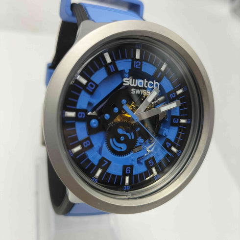 スウォッチ Swatch AZURE BLUE DAZE ビッグボールドアイロニー クオーツ 腕時計 メンズ