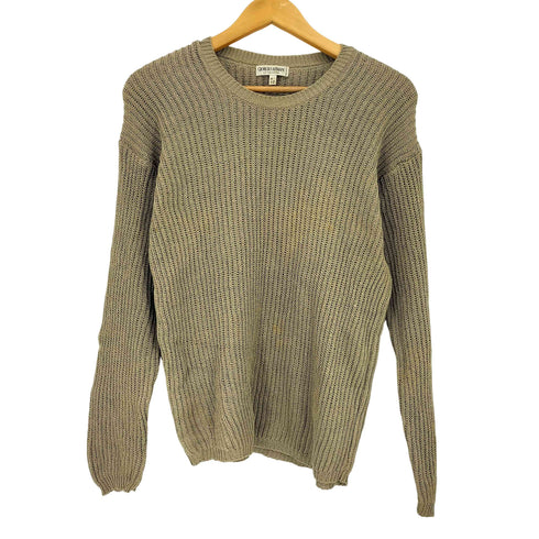 アルマーニコレツィオーニ ARMANI COLLEZIONI 80s~90s 白タグ イタリア製 コットン リブ編み メッシュ クルーネックニット メンズ EUR:48