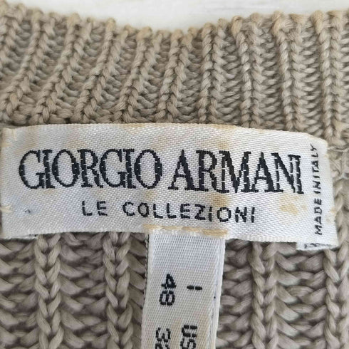 アルマーニコレツィオーニ ARMANI COLLEZIONI 80s~90s 白タグ イタリア製 コットン リブ編み メッシュ クルーネックニット メンズ EUR:48