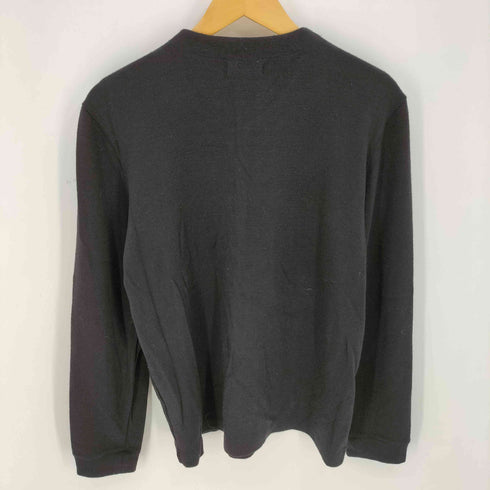 アルマーニコレツィオーニ ARMANI COLLEZIONI 80s~90s 白タグ イタリア製 ウール 同色ロゴ刺繍 Uネック ニット メンズ import:S