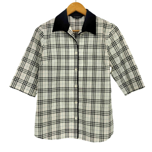 バーバリーゴルフ BURBERRY GOLF ノバチェック パイピング S/S オープンカラーシャツ レディース import:M