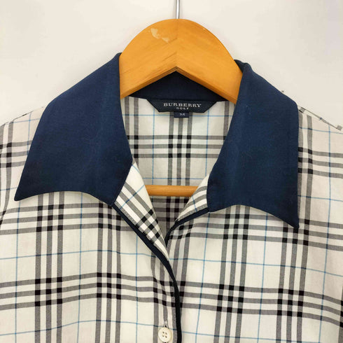バーバリーゴルフ BURBERRY GOLF ノバチェック パイピング S/S オープンカラーシャツ レディース import:M