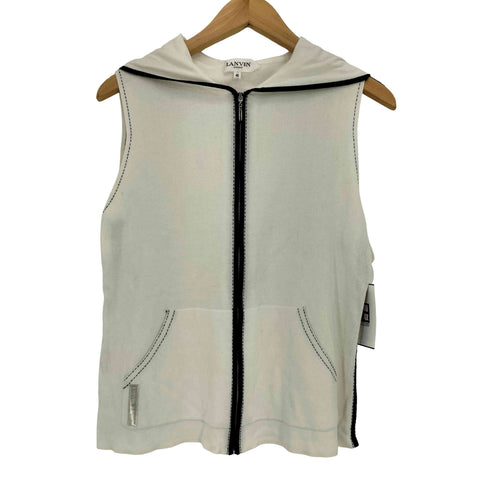 ランバン LANVIN SPORT ステッチ コットン ノースリーブ ジップアップパーカー レディース EUR:40