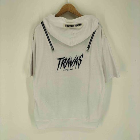 トラヴァストウキョウ TRAVAS TOKYO Punkish bear shoulder zip H/S hoodie くまプリント ショルダージップ 半袖 プルオーバー パーカー レディース FREE