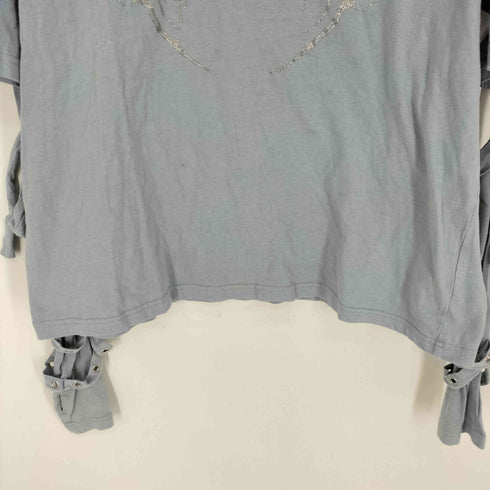 Hauls グラフィック ロゴ プリント クルーネック ドッキング ロングスリーブ Tシャツ レディース FREE
